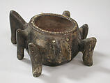 Spider Vessel, Steatite, red cinnabar, shell, Chumash
